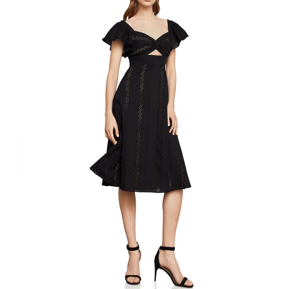 BCBG black eyelet dress